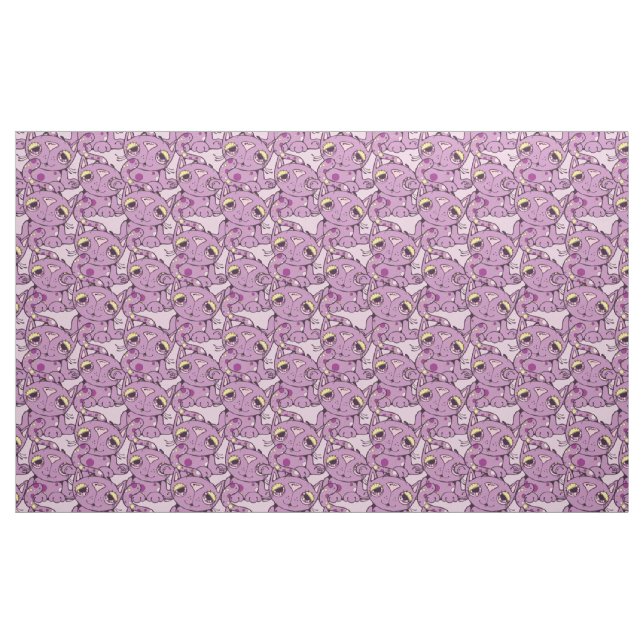 Purple Kitty Cat Pattern Graphic Design Fabric (Yard)