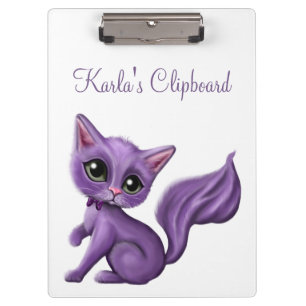 Purple Kitty Personalised Clipboard