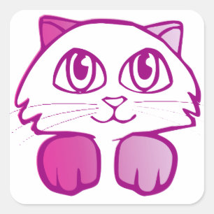 Purple Kitty Square Sticker