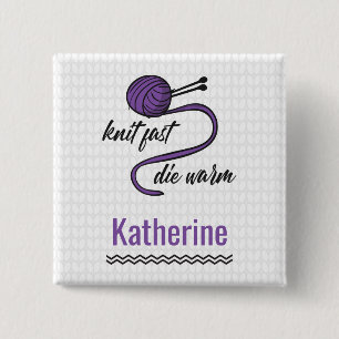 Purple Knit Fast, Die Warm 15 Cm Square Badge