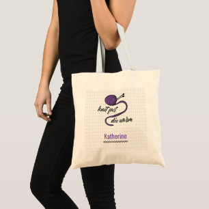 Purple Knit Fast, Die Warm Tote Bag