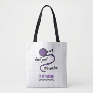 Purple Knit Fast, Die Warm Tote Bag