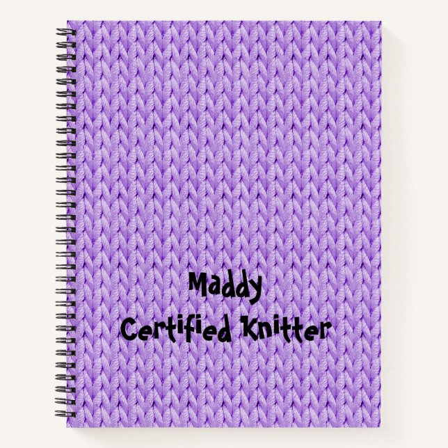 Purple Knitted Texture Spiral Notebook (Front)