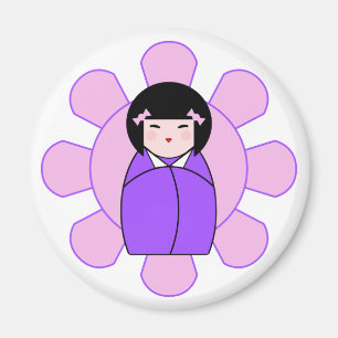 Purple Kokeshi Doll Magnet