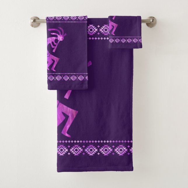 Purple Kokopelli Bath Towel Set (Insitu)