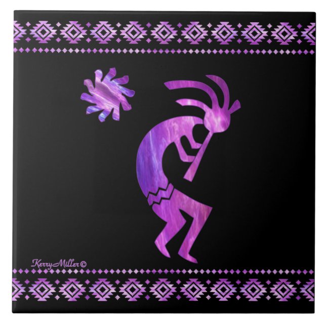 Purple Kokopelli  Tile (Front)