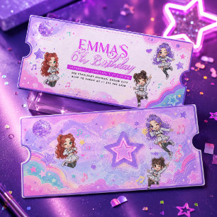 Purple KPOP Birthday Concert Ticket Invitation