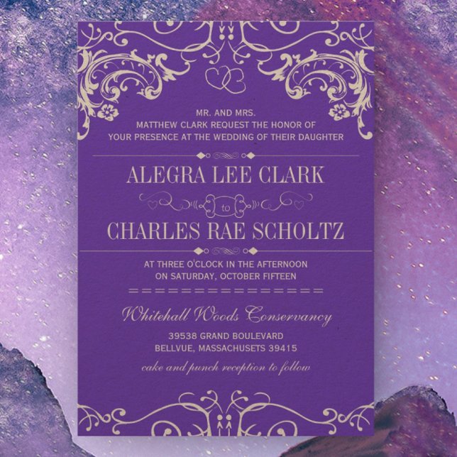 Purple Kraft Paper Vintage Typography Invite (Creator Uploaded)