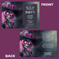 💀 Purple La Calavera in hat with flowers