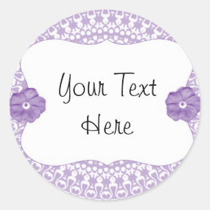 Purple Lace Flower Cup cake Toppers/Labels/Sticker Classic Round Sticker