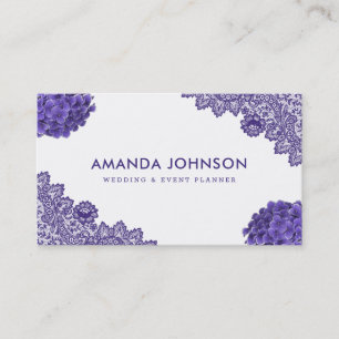 Purple Lace Hydrangea Floral Wedding Event Planner Business Card