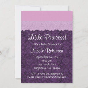 Purple Lace Little Princess Girl Baby Shower S21E Invitation