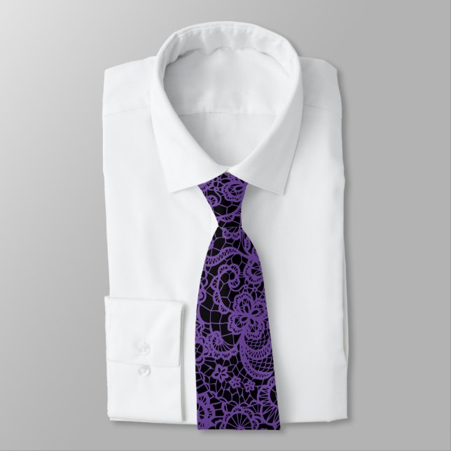 Purple Lace On Black Tie (Tied)