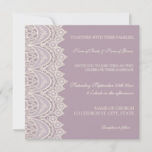Purple Lace Pattern Wedding Invitation Cards