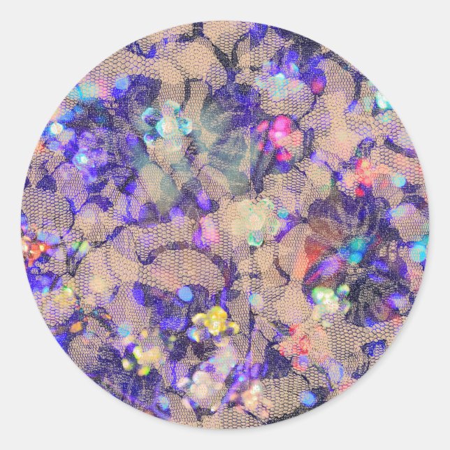 Purple Lace Roses Classic Round Sticker (Front)