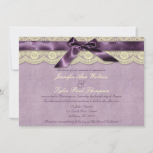 Purple Lace Vintage Wedding Invitation