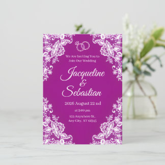 Purple Lace Wedding Invitation