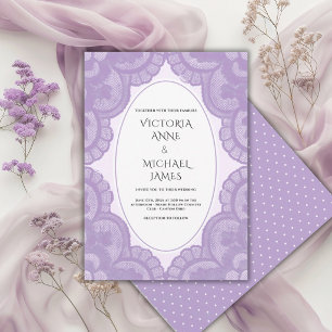 Purple Lace Whimsical Vintage Wedding Invitation