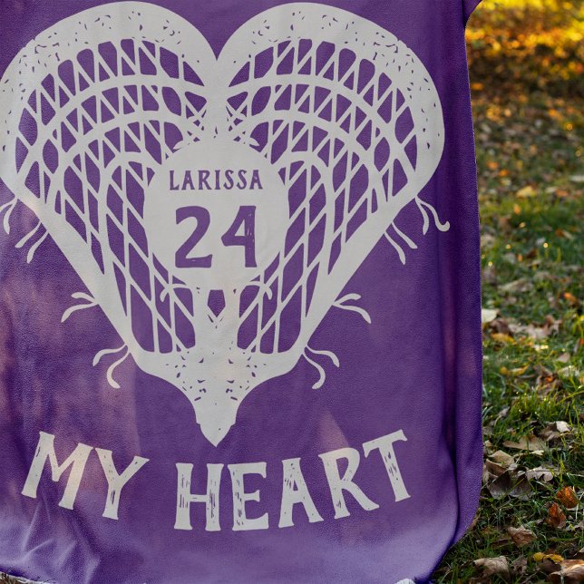 Purple Lacrosse My Heart Fleece Blanket (Creator Uploaded)