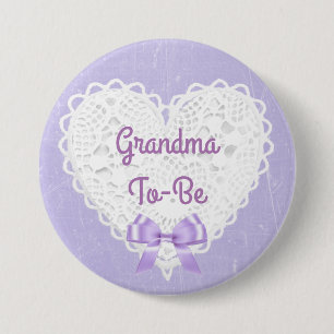 Purple Lacy Grandma-To-Be Baby Shower Button