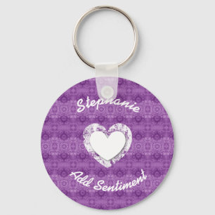 Purple Lacy Grunge Wedding Collection Z16 Key Ring