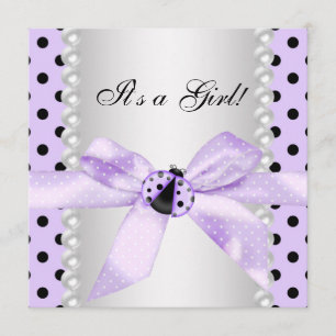 Purple Ladybug Baby Shower Invitation