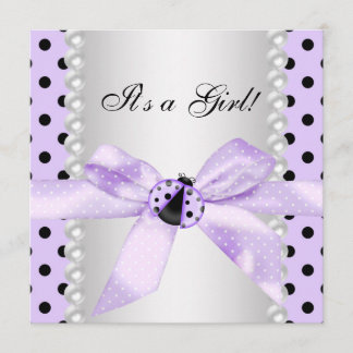 Purple Ladybug Baby Shower Invitation