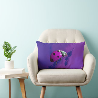 Purple Ladybug Lumbar Cushion