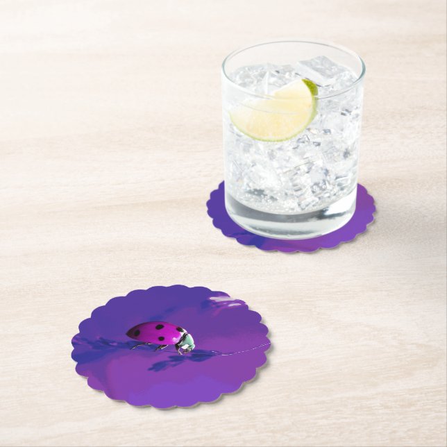 Purple Ladybug Paper Coaster (Insitu)