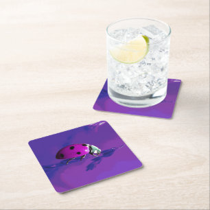 Purple Ladybug Paper Coaster