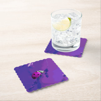 Purple Ladybug Paper Coaster