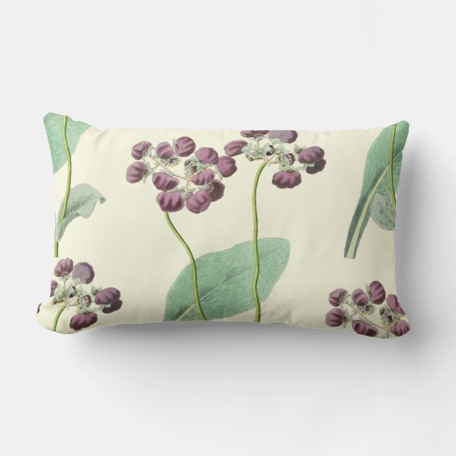 Purple Lady's Purse Botanical Lumbar Pillow (Front)