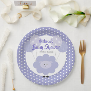 Purple Lamb Baby Shower Cute Modern Simple Custom Paper Plate