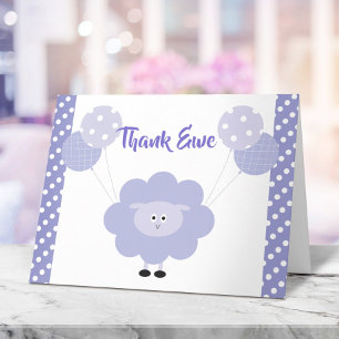 Purple Lamb Cute Sweet Gender Neutral Baby Shower Thank You Card