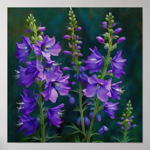 Purple Larkspur Flower Art Print Poster