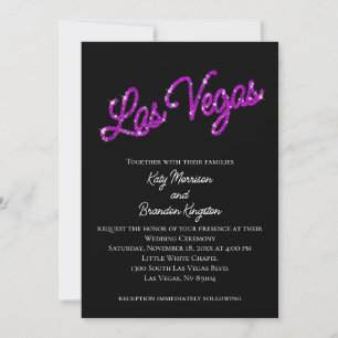 Purple Las Vegas Sparkles Wedding Invitation