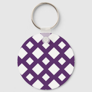 Purple Lattice on White Key Ring