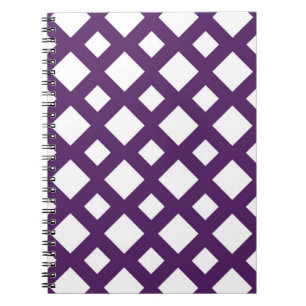 Purple Lattice on White Spiral Notebook