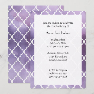 Purple Latticework, Moroccan Trellis, Birthday Invitation