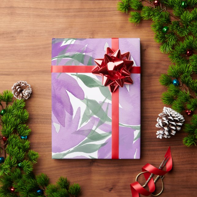 Purple Lavander Watercolor Elegant Floral Wrapping Paper (Holiday Gift)