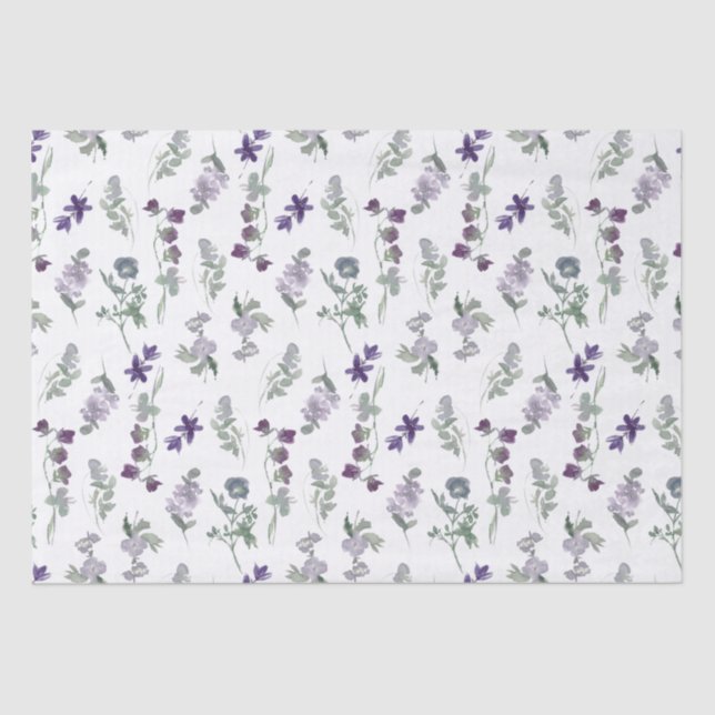 Purple Lavendar Floral Small Business Packaging Tissue Paper (Front)