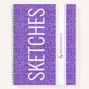 Purple Lavende Glitter Sketch Book Personalised