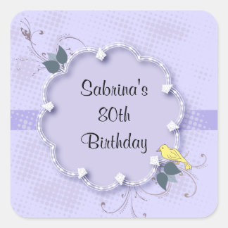 Purple Lavender 80th Birthday Party | DIY Text Square Sticker