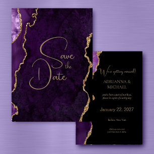 Purple Lavender Agate Wedding Save the Date Invitation