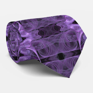 Purple Lavender and Black Abstract Fractal Necktie
