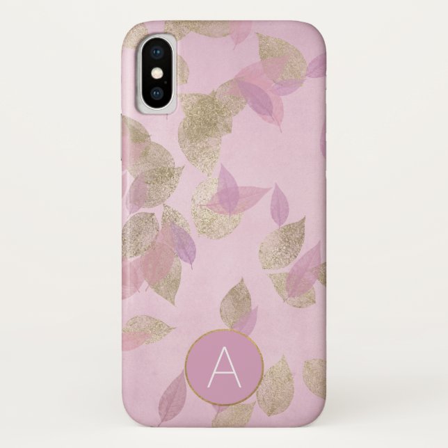 Purple Lavender and Gold Foil Fall Leaves Case-Mate iPhone Case (Back)