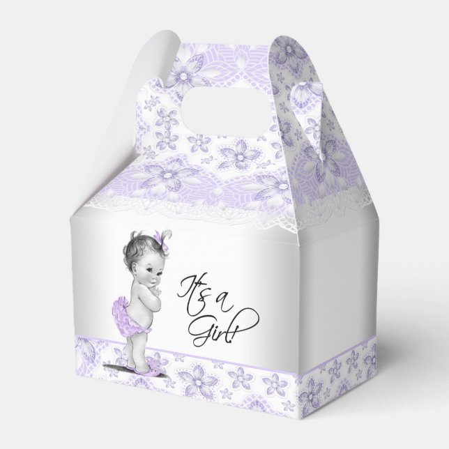 Purple Lavender and Grey Baby Shower Favour Box (Back Side)