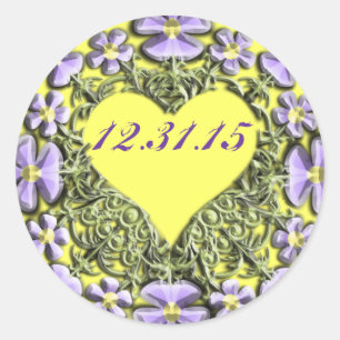 Purple Lavender and Yellow Wedding Stickers