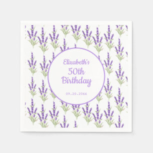Purple Lavender Antique Frame Birthday Napkin