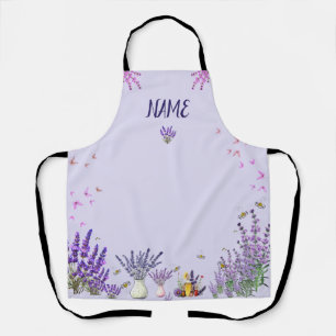Purple Lavender Apron with Butterflies and Bees